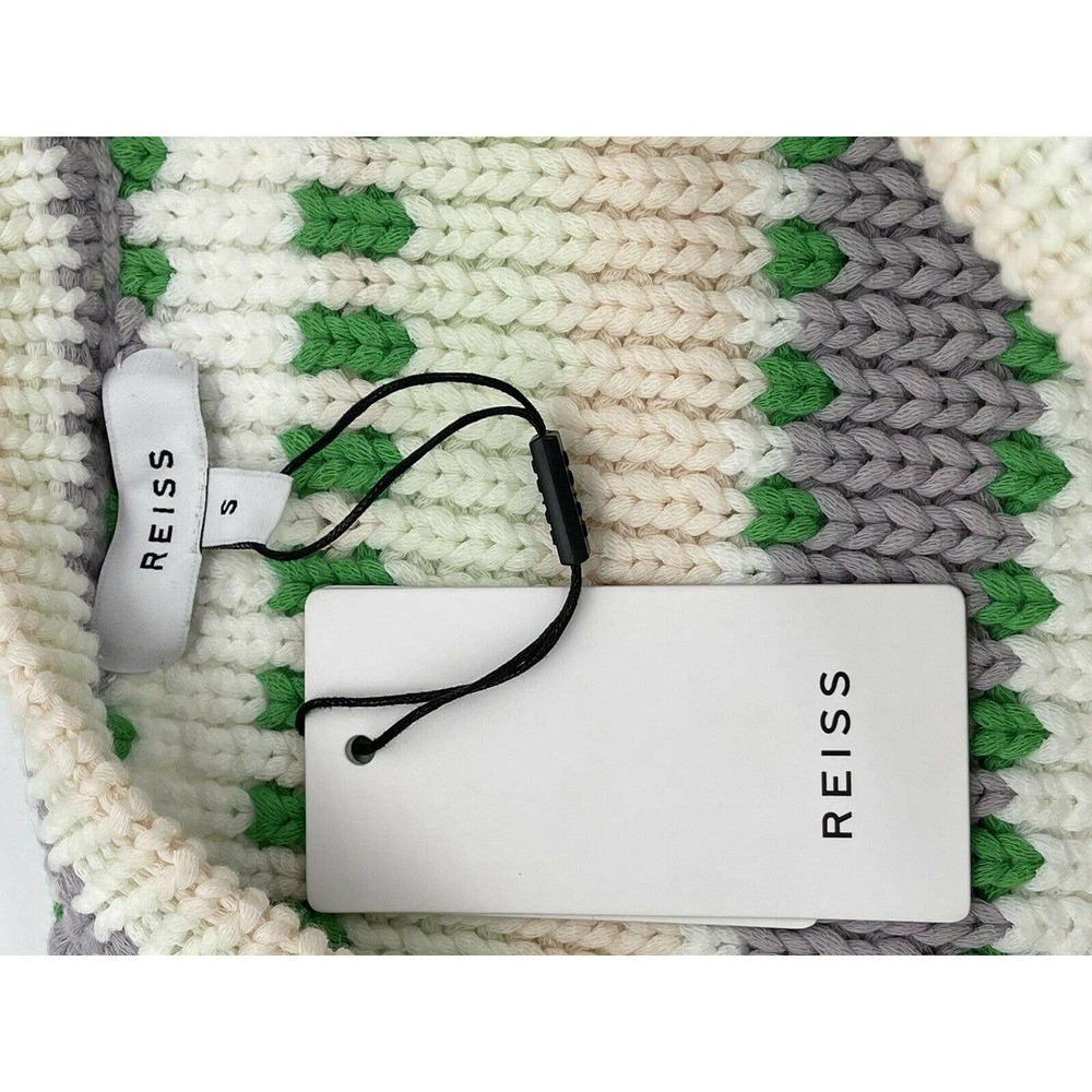 Reiss Anna Pastel Stripe Knit Sweater Pullover In Green & White Sz S - Picture 12 of 12